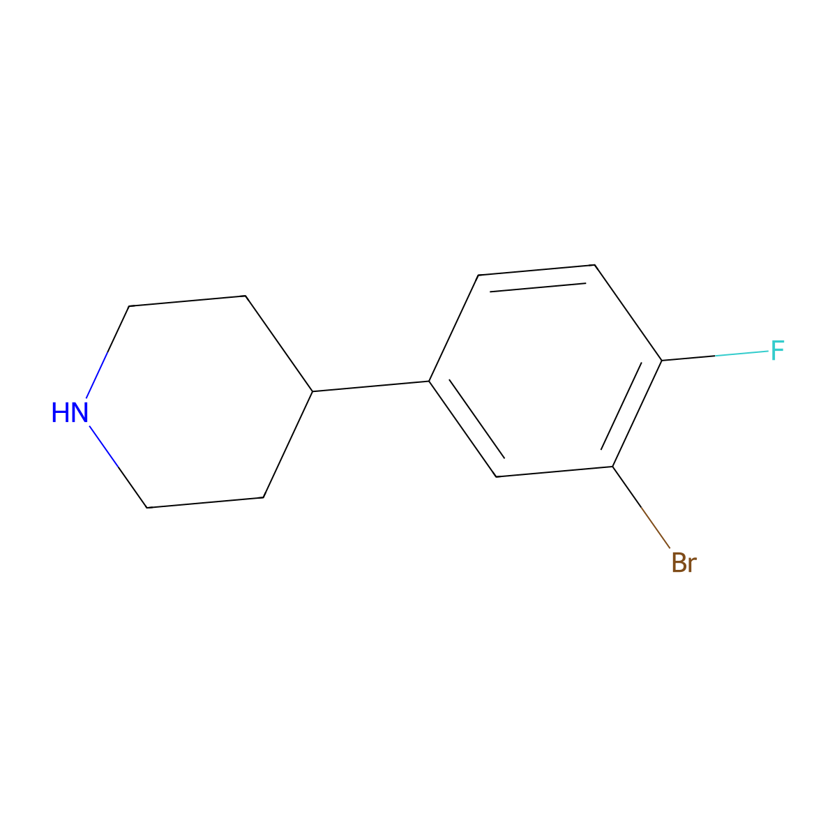 4-(3-Bromo-4-fluorophenyl)piperidine molecular structure, CAS 1260868-73-2