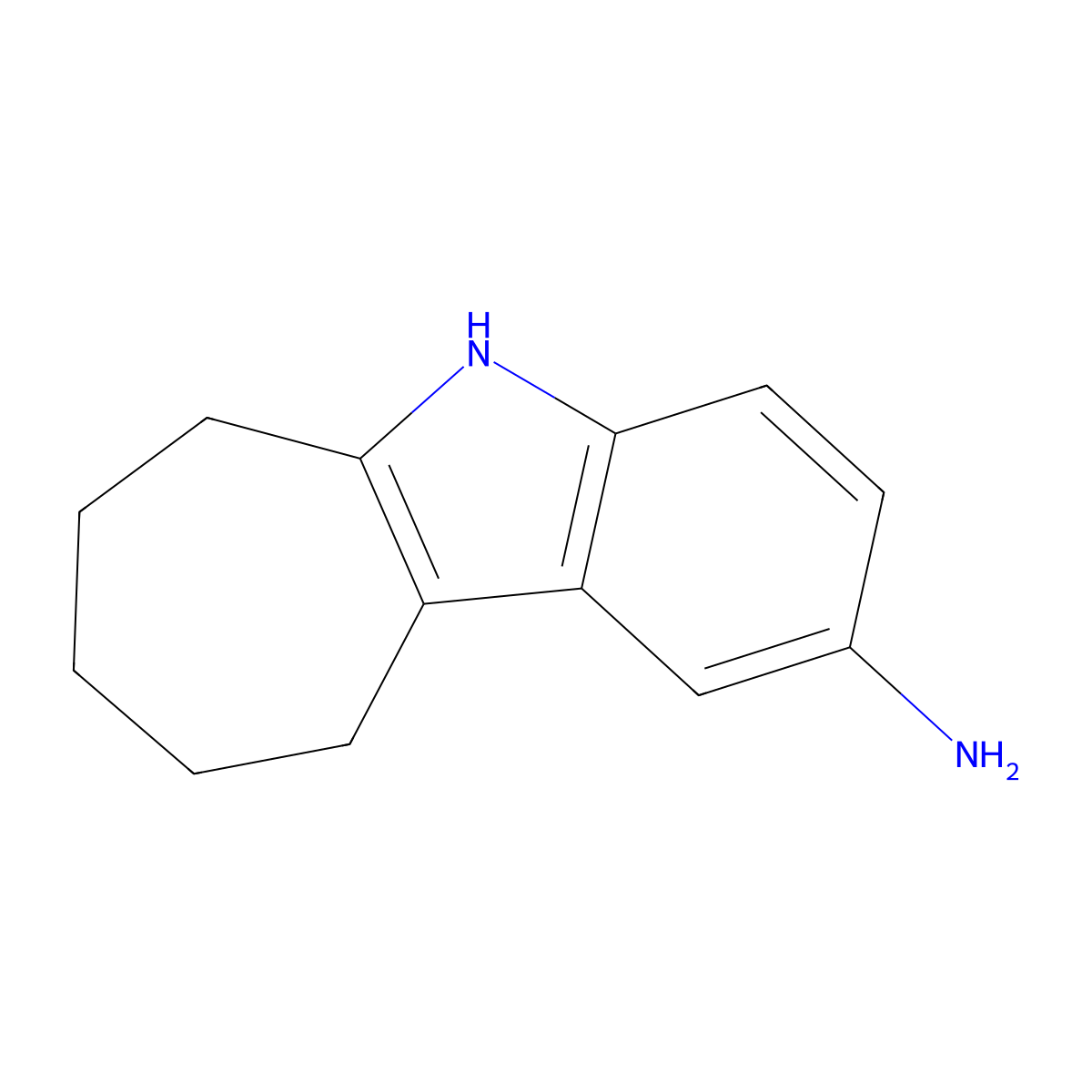 5H,6H,7H,8H,9H,10H-cyclohepta[b]indol-2-amine molecular structure, CAS 126087-49-8