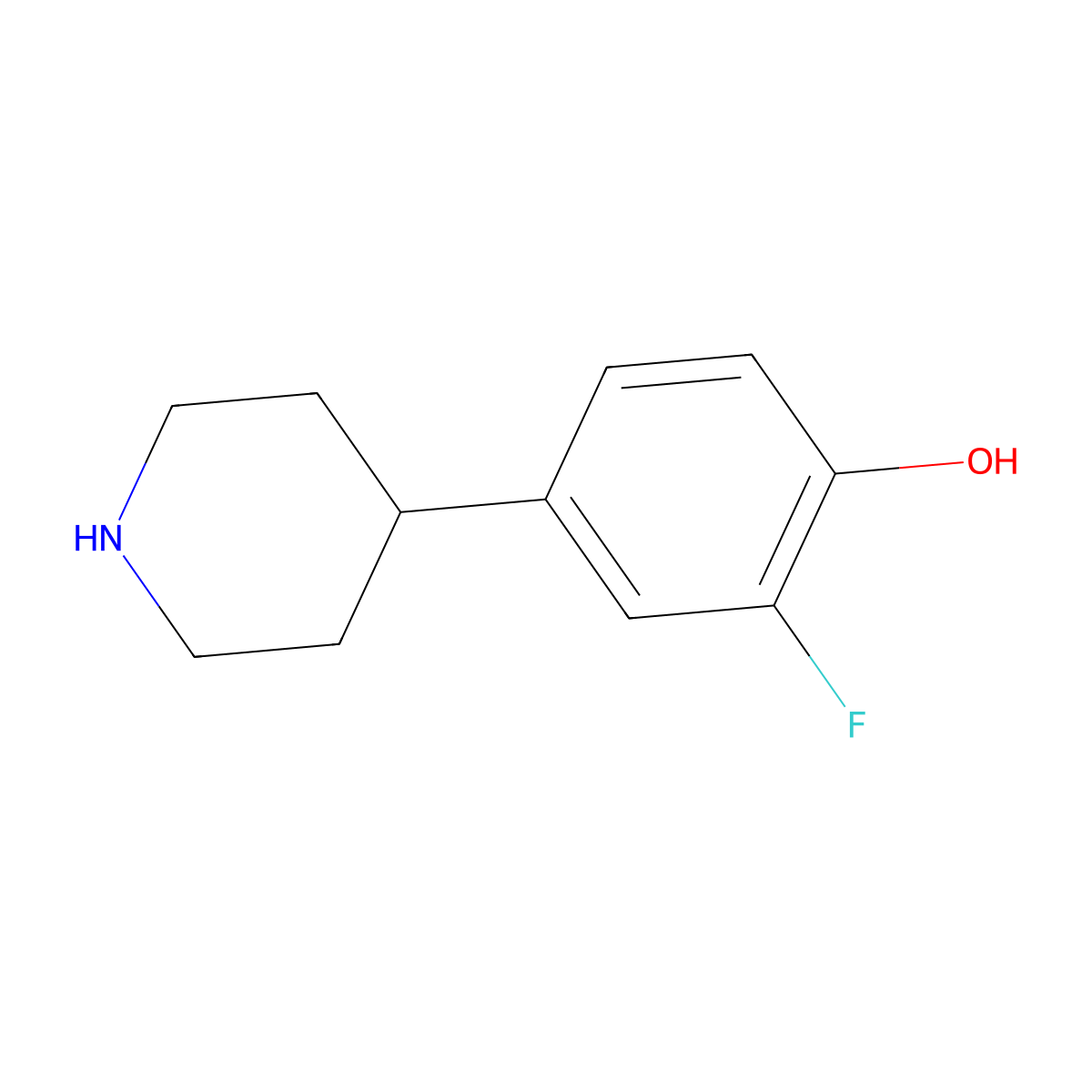 2-Fluoro-4-(piperidin-4-yl)phenol molecular structure, CAS 1260871-71-3