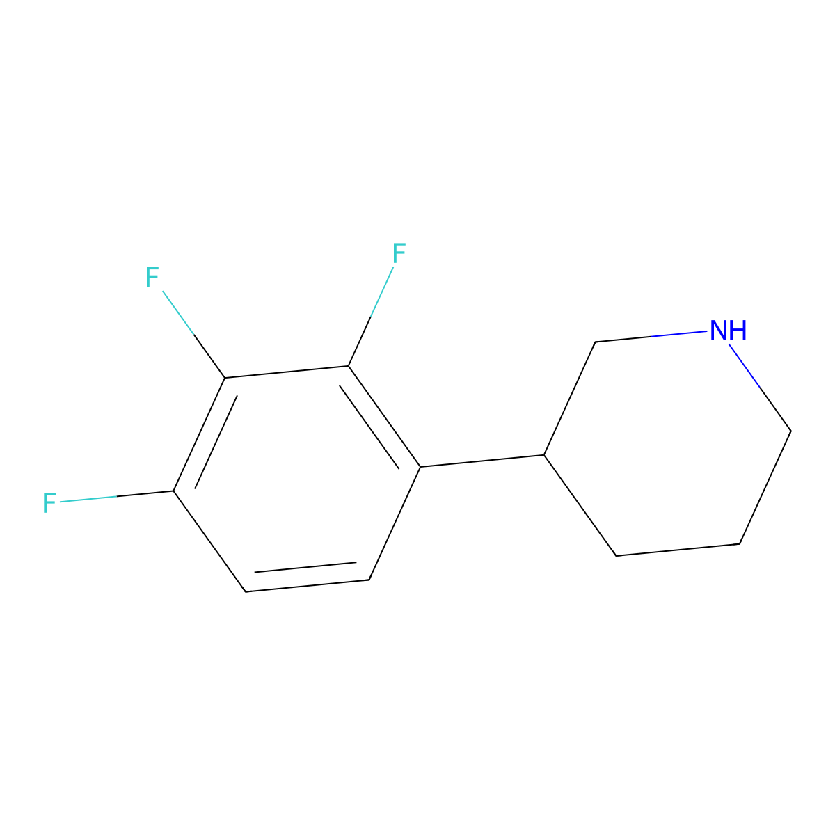 3-(2,3,4-Trifluorophenyl)piperidine molecular structure, CAS 1260873-27-5