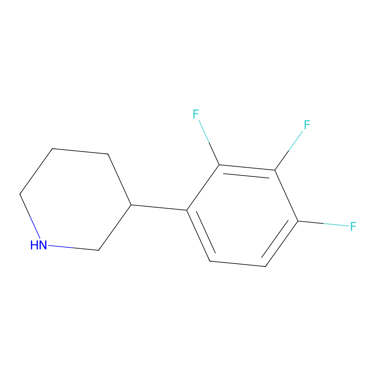 3-(2,3,4-Trifluorophenyl)piperidine molecular structure, CAS 1260873-27-5