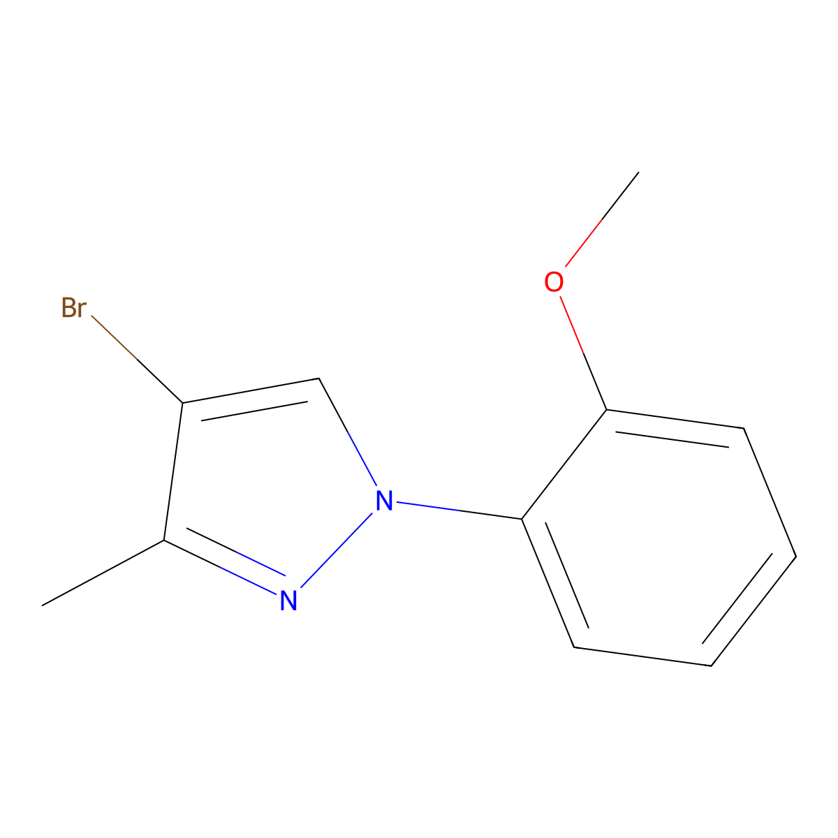 4-bromo-1-(2-methoxyphenyl)-3-methyl-1H-pyrazole molecular structure, CAS 1260874-89-2