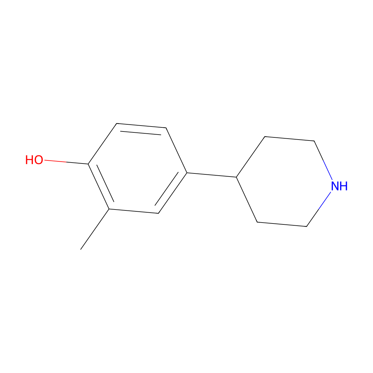 2-Methyl-4-(piperidin-4-YL)phenol molecular structure, CAS 1260875-76-0