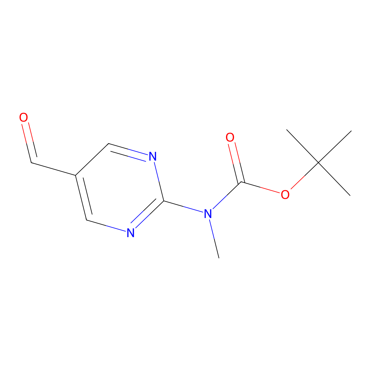 tert-Butyl (5-formylpyrimidin-2-yl)(methyl)carbamate molecular structure, CAS 1260876-67-2