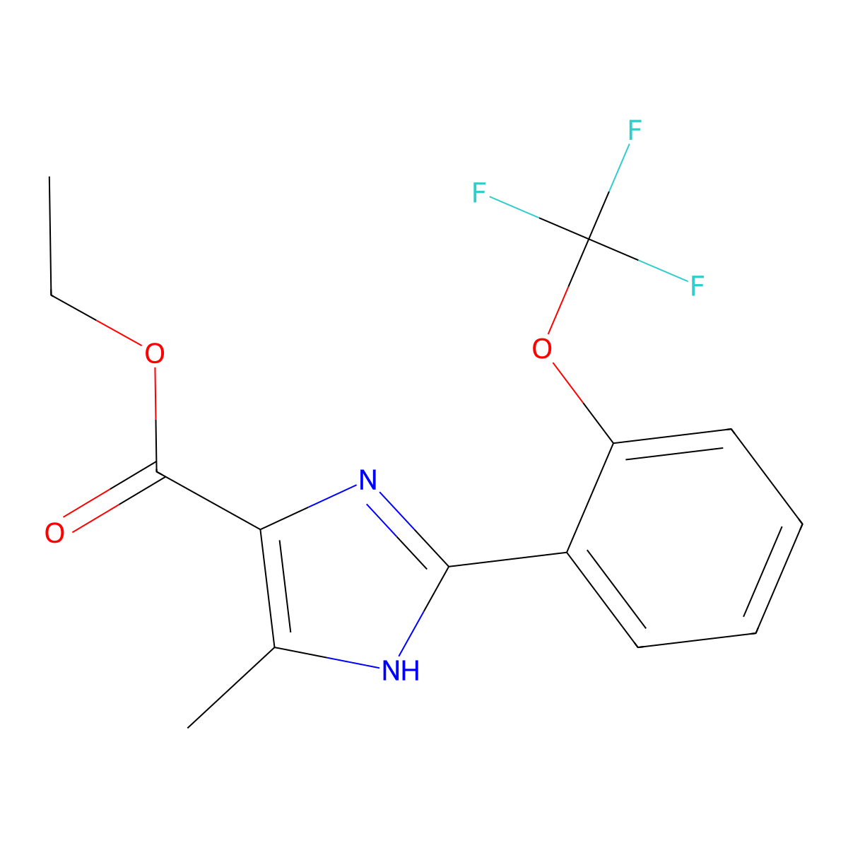 5-Methyl-2-(2-trifluoromethoxyphenyl)-3H-imidazole-4-carboxylic acid ethyl ester molecular structure, CAS 1260877-40-4
