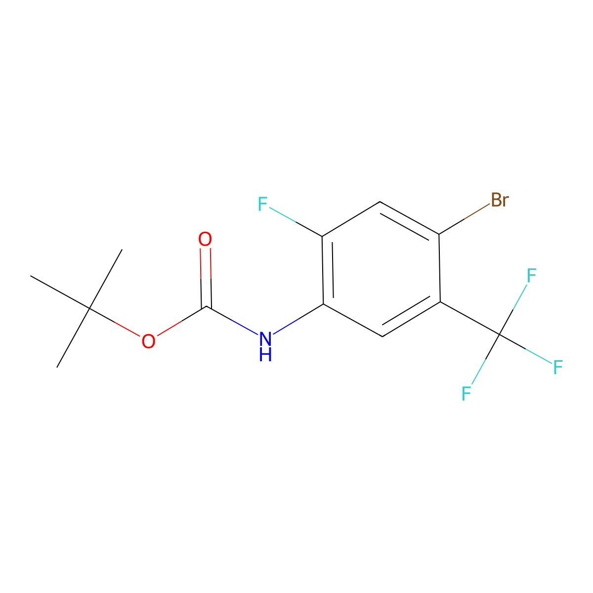 Tert-butyl N-[4-bromo-2-fluoro-5-(trifluoromethyl)phenyl]carbamate molecular structure, CAS 1260877-45-9