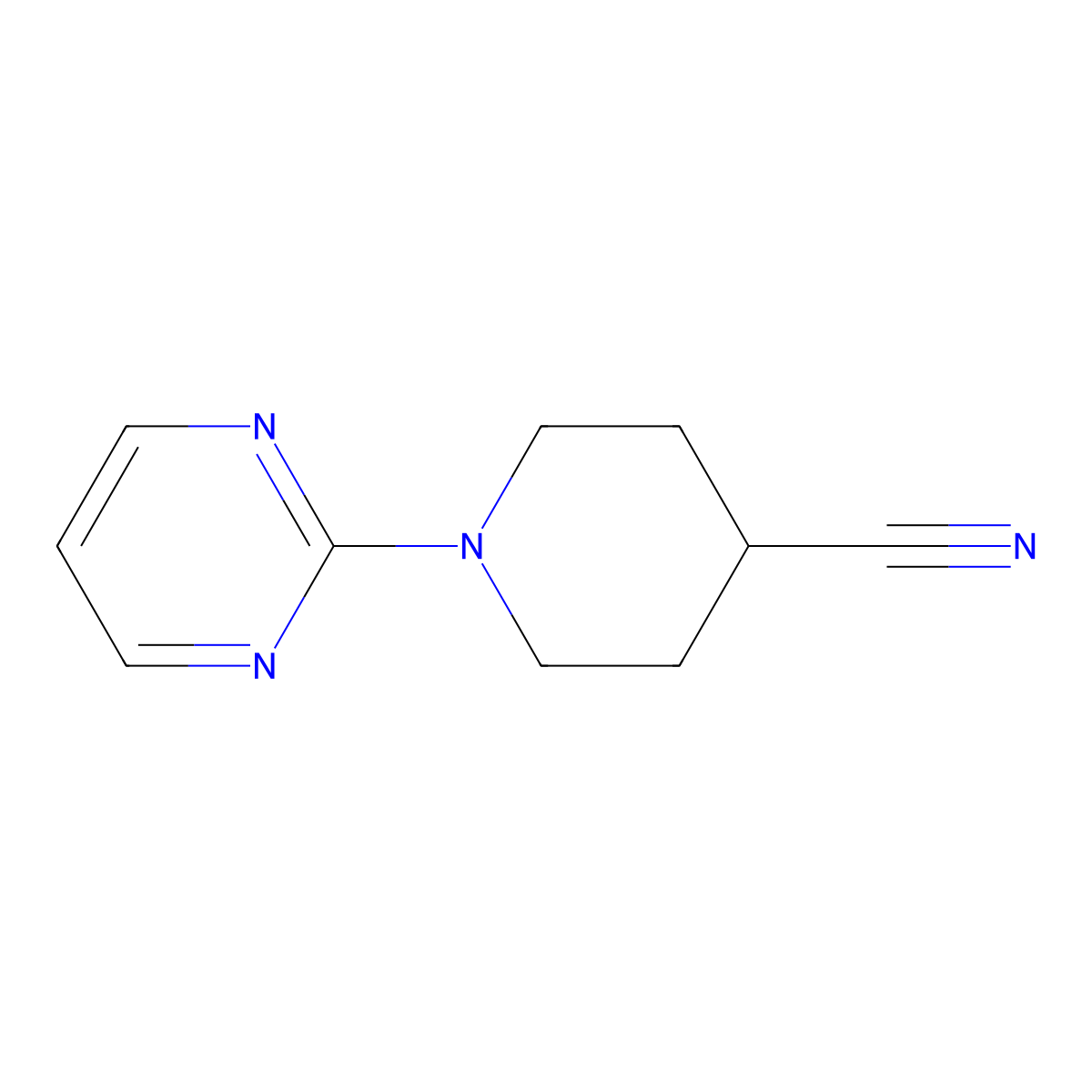 1-Pyrimidin-2-ylpiperidine-4-carbonitrile molecular structure, CAS 1260878-23-6