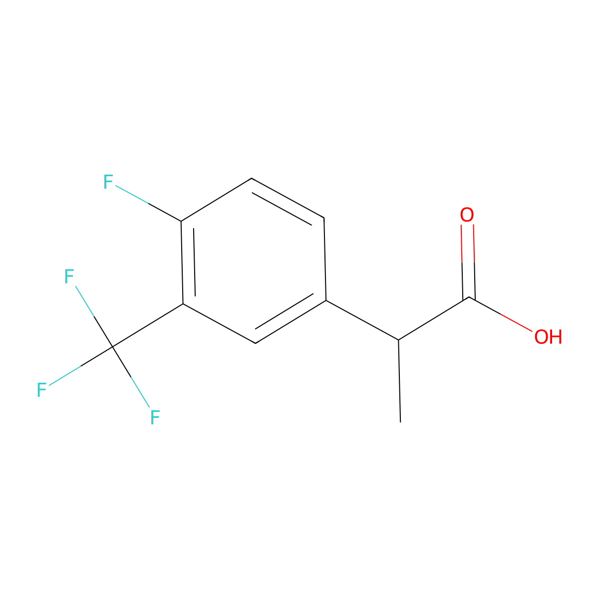 2-[4-Fluoro-3-(trifluoromethyl)phenyl]propanoic acid molecular structure, CAS 1260879-11-5
