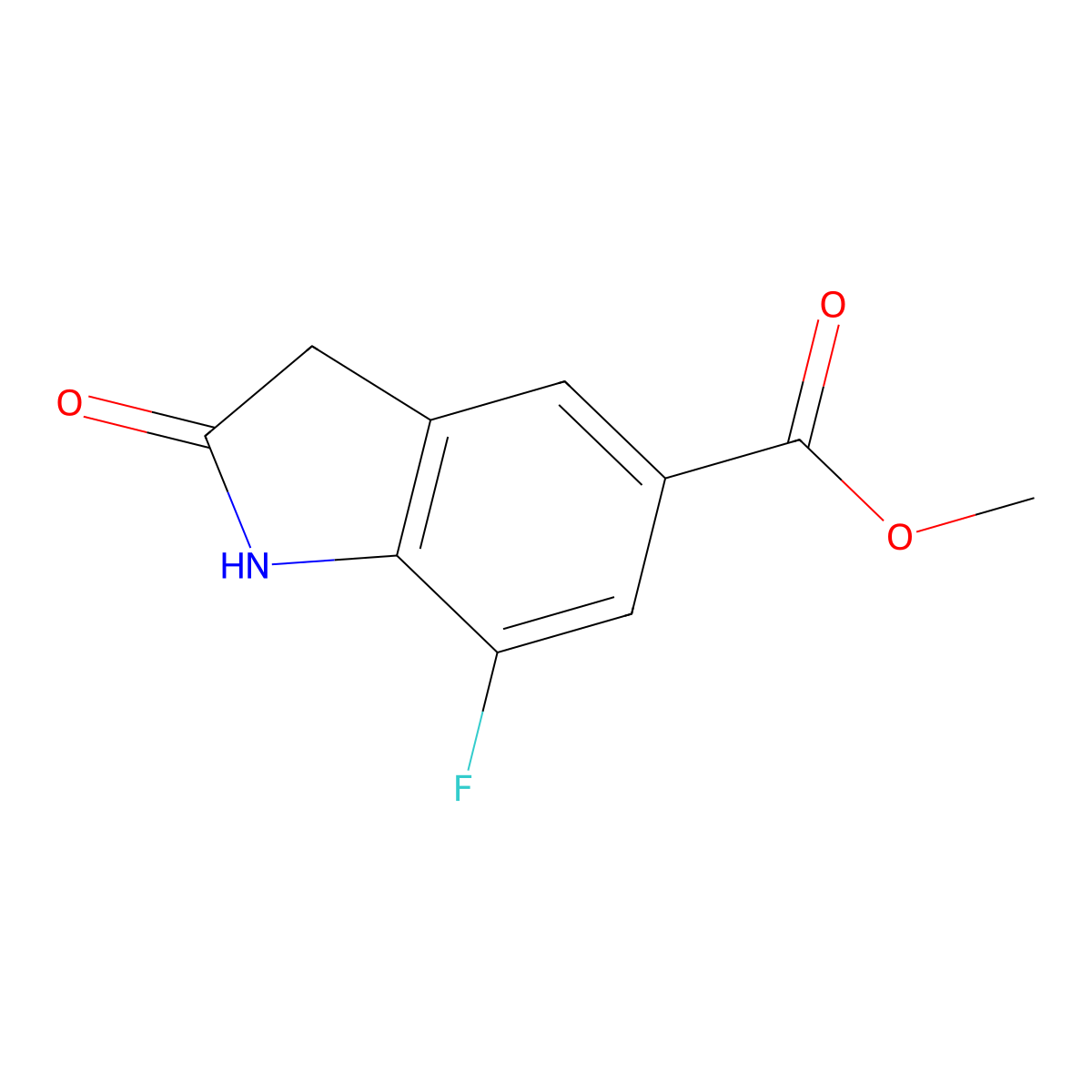 Methyl 7-fluoro-2-oxoindoline-5-carboxylate molecular structure, CAS 1260879-22-8