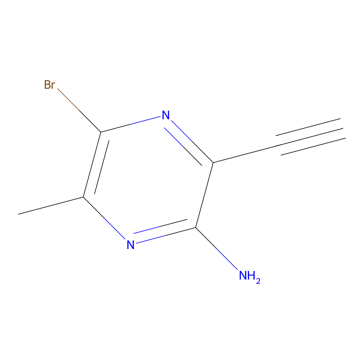 5-Bromo-3-ethynyl-6-methylpyrazin-2-amine molecular structure, CAS 1260879-75-1
