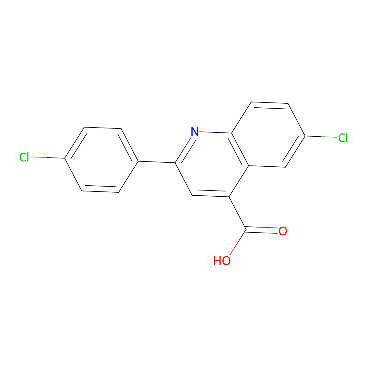 6-Chloro-2-(4-chlorophenyl)-4-quinolinecarboxylic acid molecular structure, CAS 126088-20-8