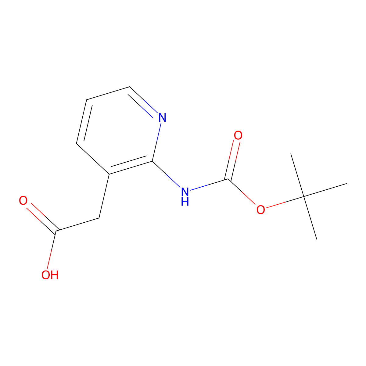 2-(2-(((Tert-butoxy)carbonyl)amino)pyridin-3-yl)acetic acid molecular structure, CAS 1260880-17-8