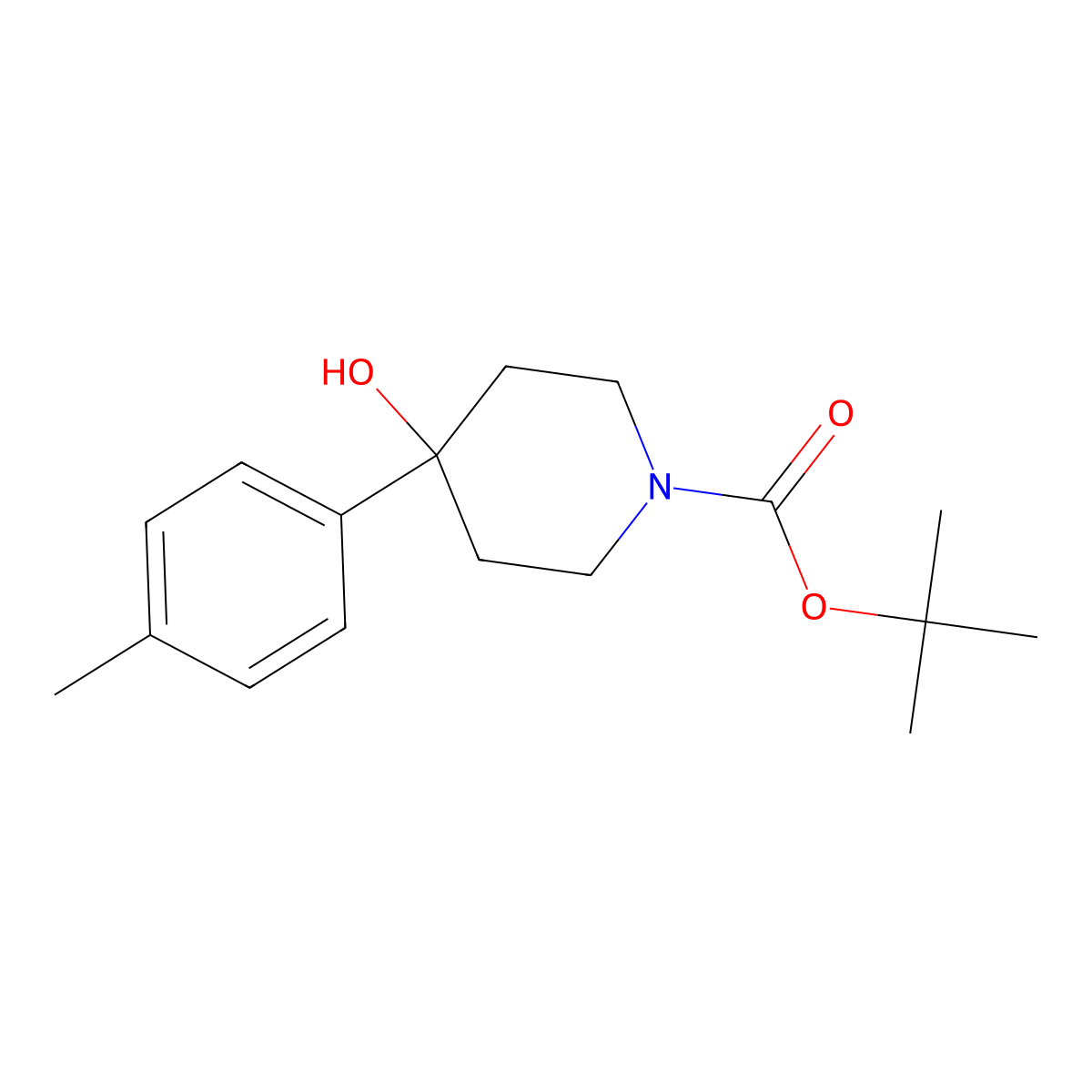 1-Boc-4-hydroxy-4-(4-methylphenyl)piperidine molecular structure, CAS 1260882-14-1