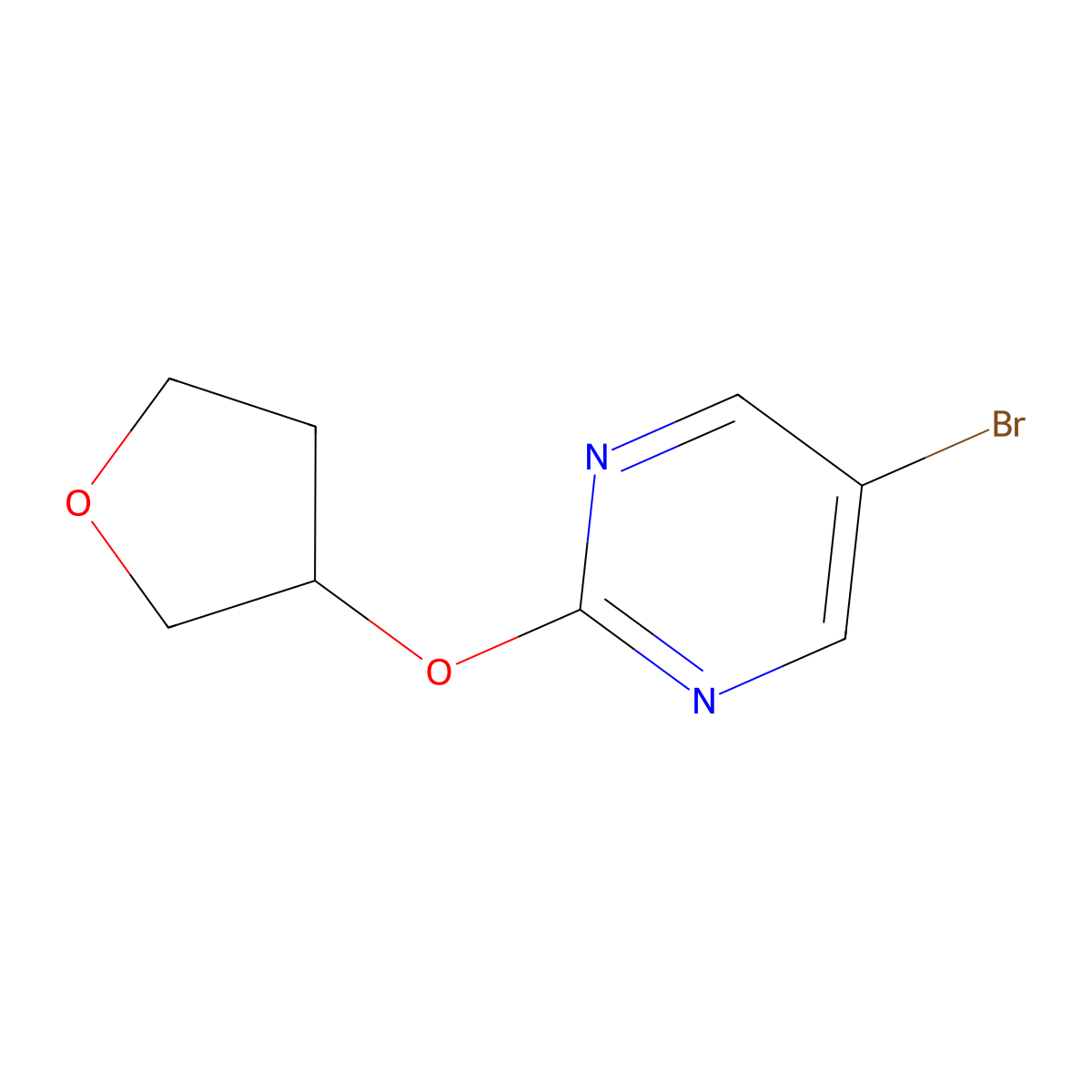 5-Bromo-2-(tetrahydro-furan-3-yloxy)-pyrimidine molecular structure, CAS 1260883-04-2