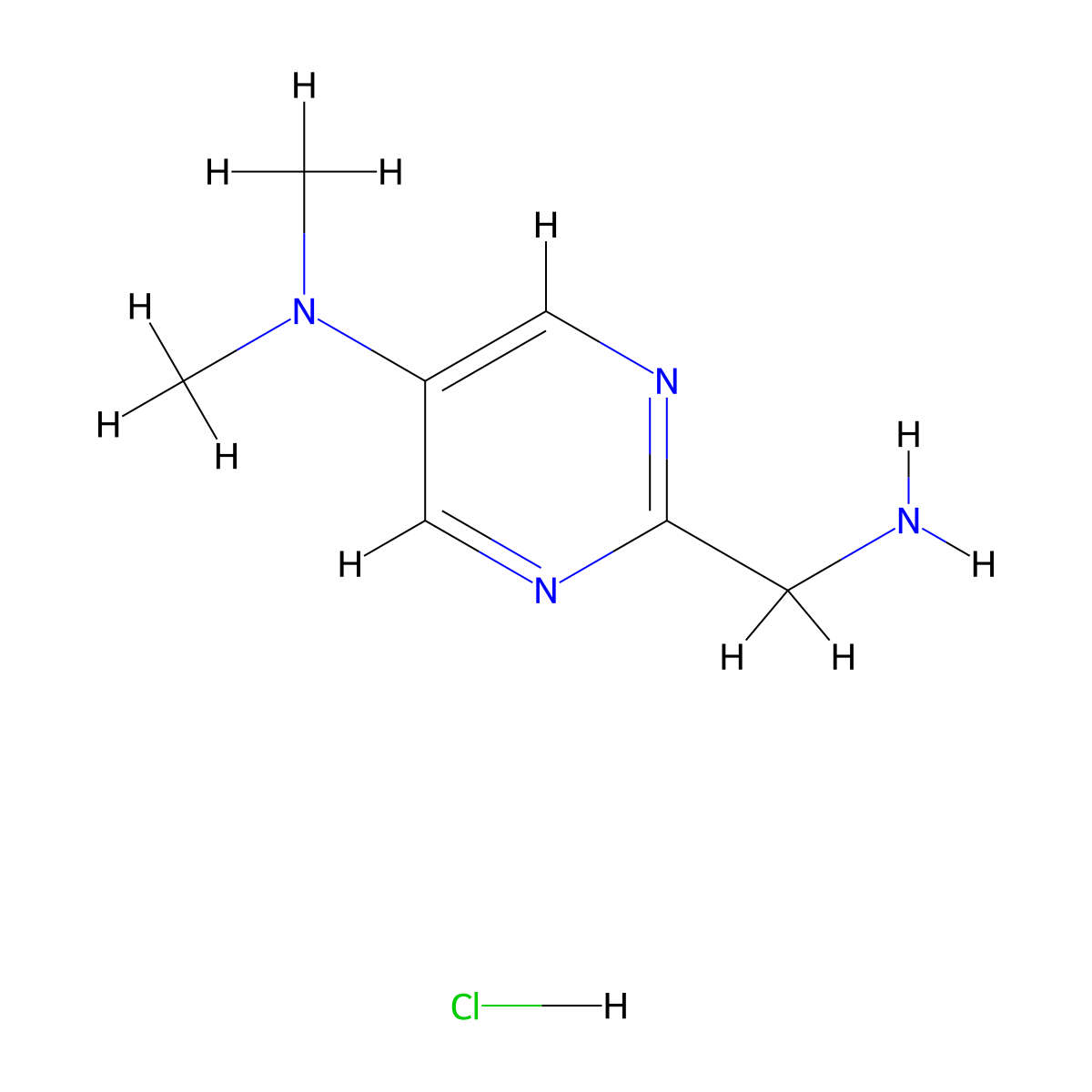 2-(Aminomethyl)-N,N-dimethylpyrimidin-5-amine hydrochloride molecular structure, CAS 1260883-43-9