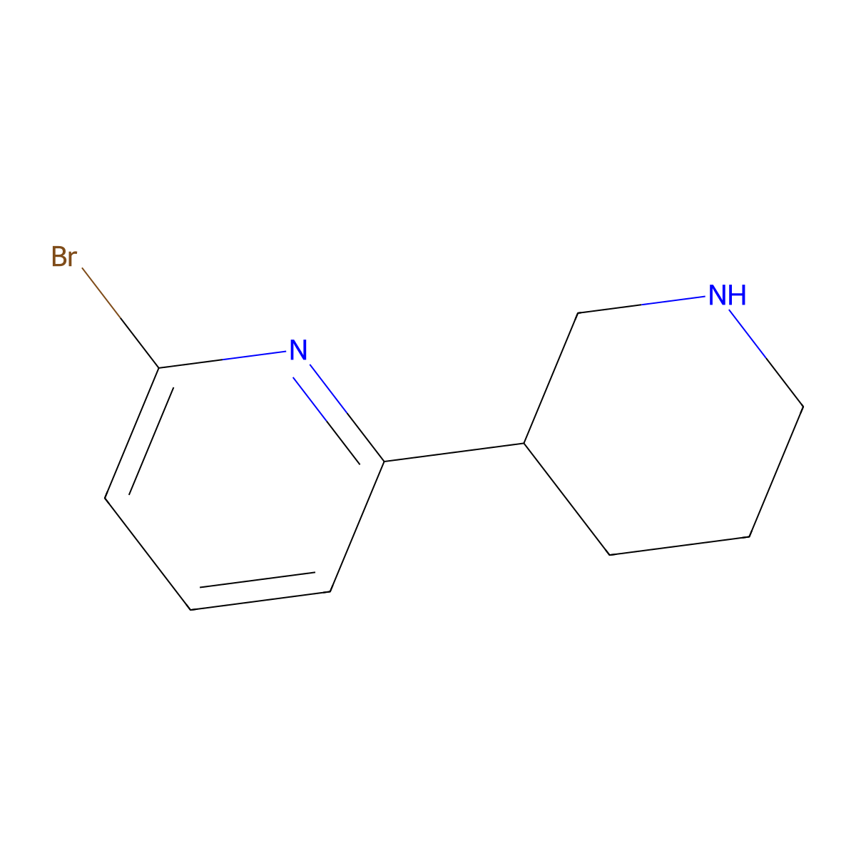 2-Bromo-6-(piperidin-3-yl)pyridine molecular structure, CAS 1260885-03-7
