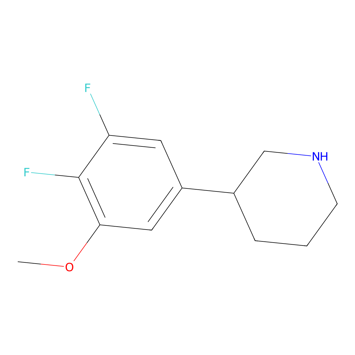 3-(3,4-Difluoro-5-methoxyphenyl)piperidine molecular structure, CAS 1260885-33-3