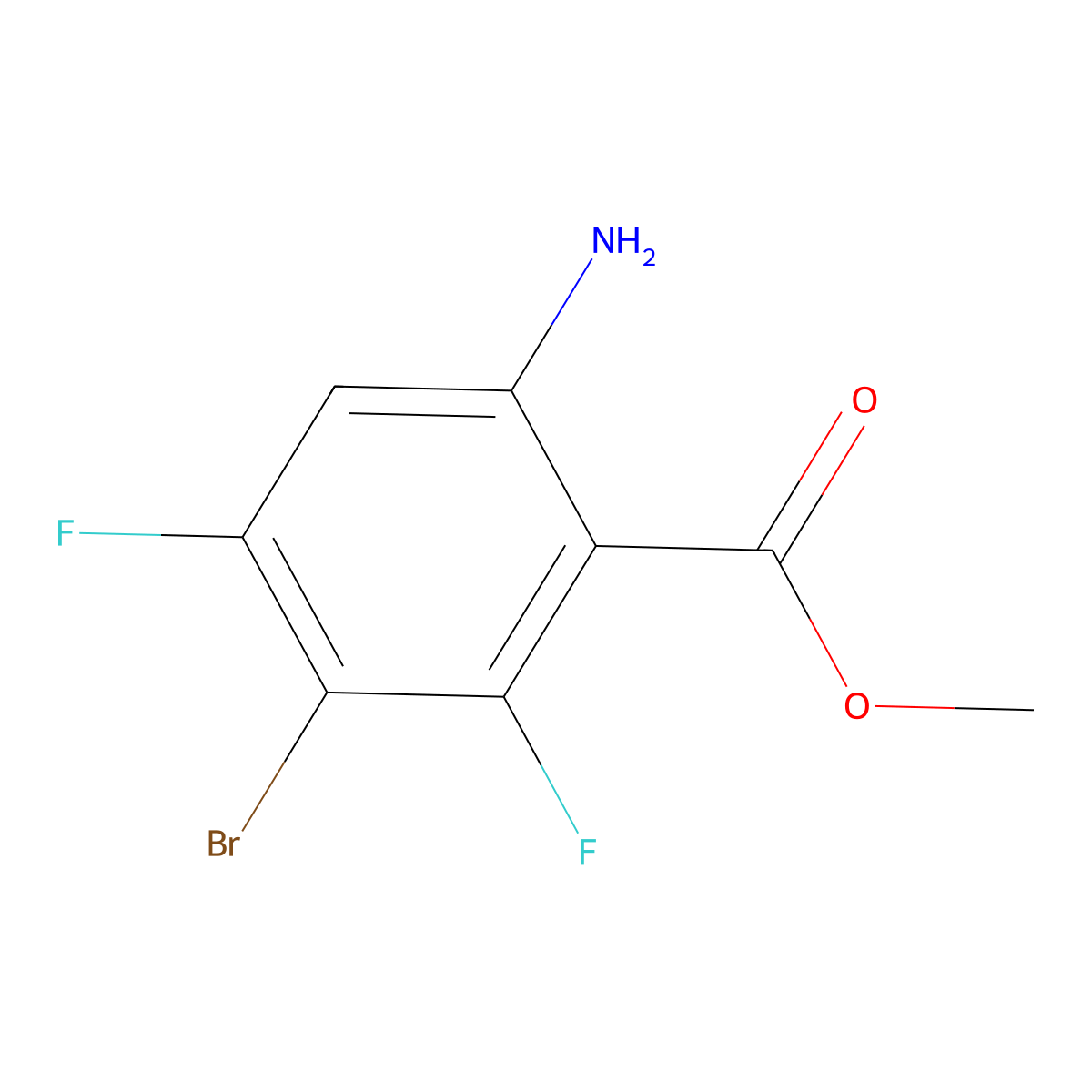 Methyl 6-amino-3-bromo-2,4-difluorobenzoate molecular structure, CAS 1260885-89-9