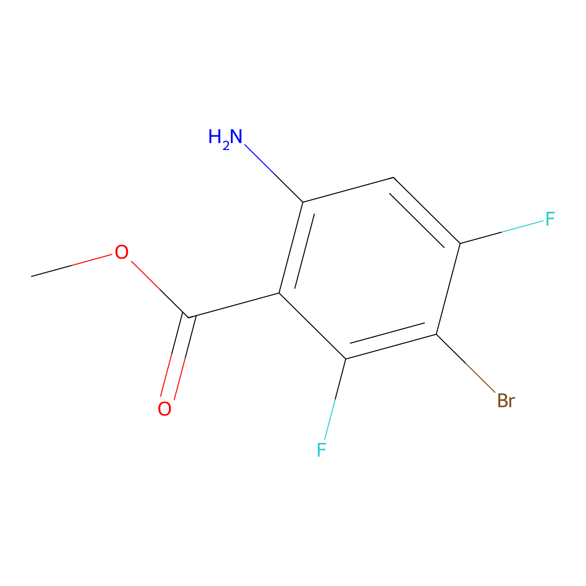 Methyl 6-amino-3-bromo-2,4-difluorobenzoate molecular structure, CAS 1260885-89-9