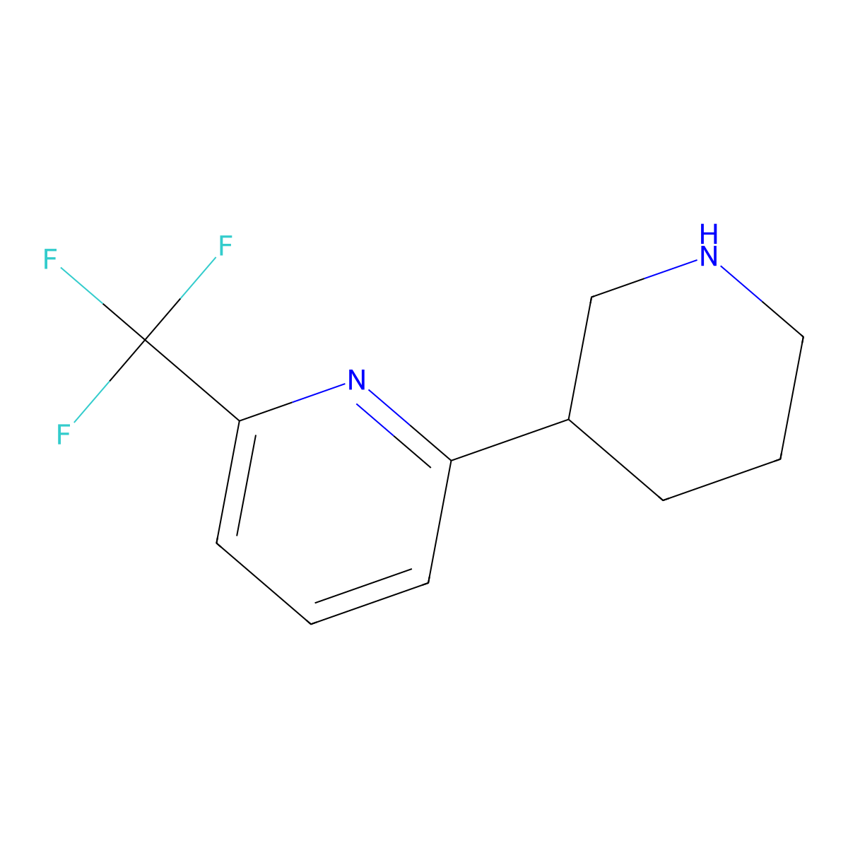 2-(Piperidin-3-yl)-6-(trifluoromethyl)pyridine molecular structure, CAS 1260887-10-2