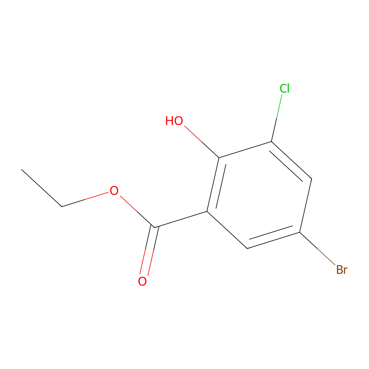 Ethyl 5-bromo-3-chloro-2-hydroxybenzoate molecular structure, CAS 1260887-35-1