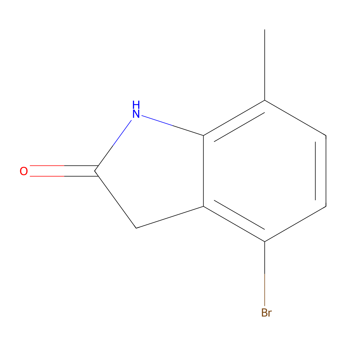 4-bromo-7-methyl-2,3-dihydro-1H-indol-2-one molecular structure, CAS 1260887-38-4