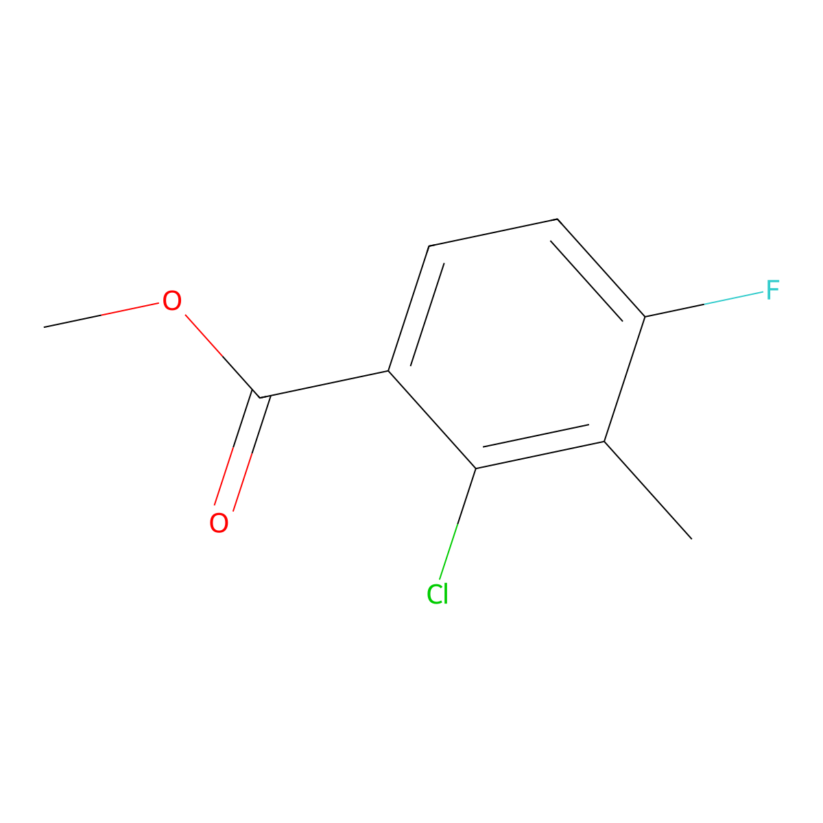 Methyl 2-chloro-4-fluoro-3-methylbenzoate molecular structure, CAS 1260887-45-3