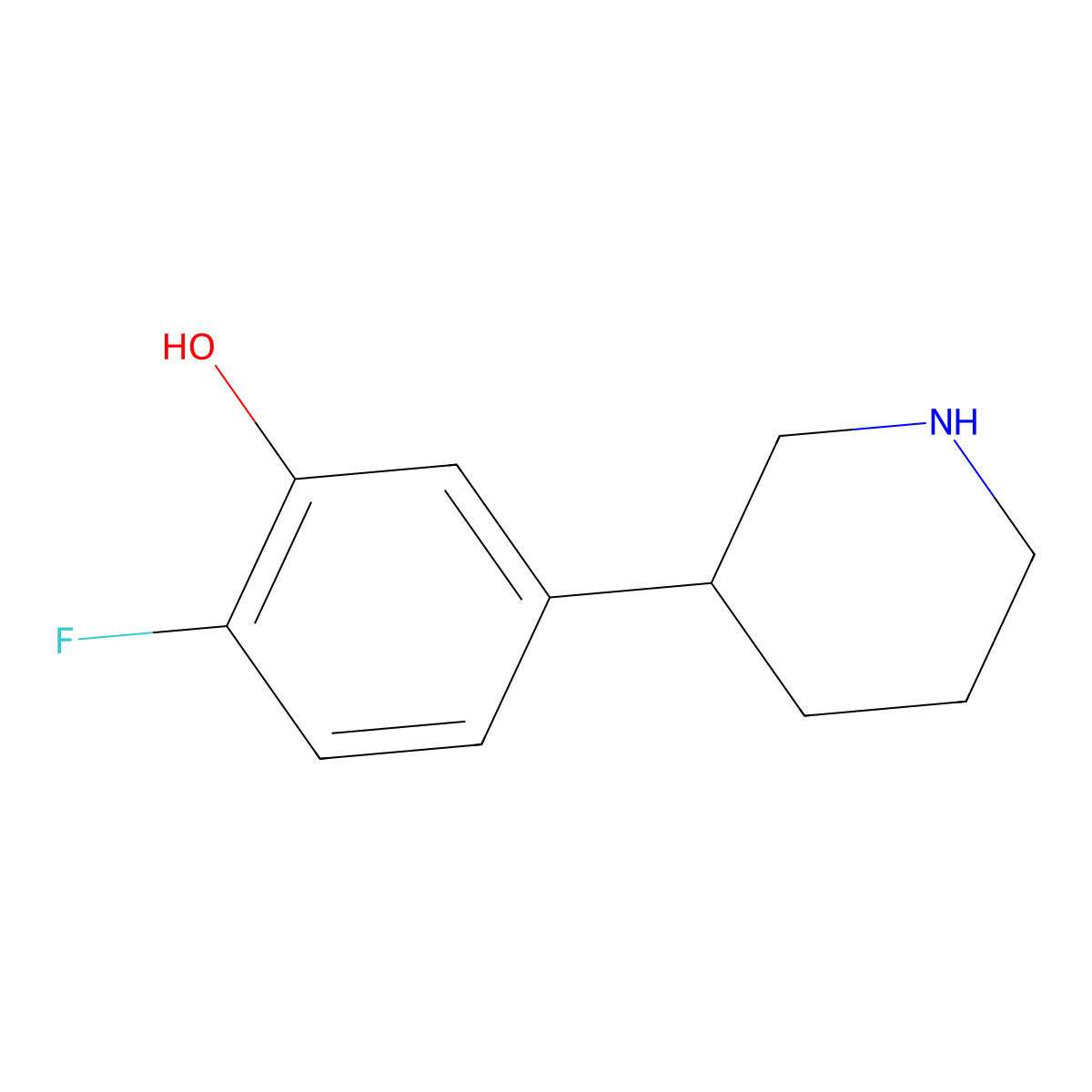 2-Fluoro-5-(piperidin-3-yl)phenol molecular structure, CAS 1260888-49-0