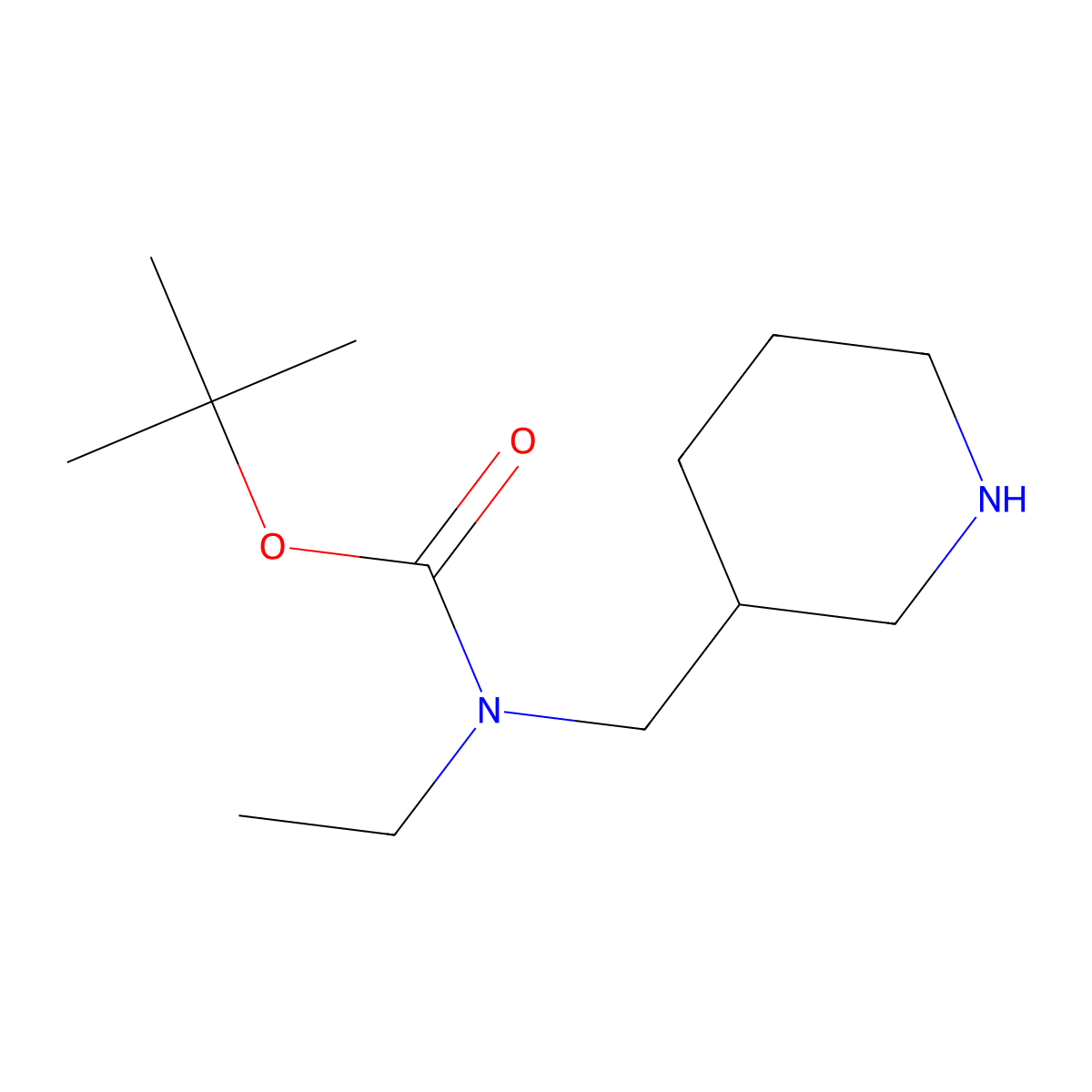 tert-Butyl ethyl(piperidin-3-ylmethyl)carbamate molecular structure, CAS 1260889-01-7