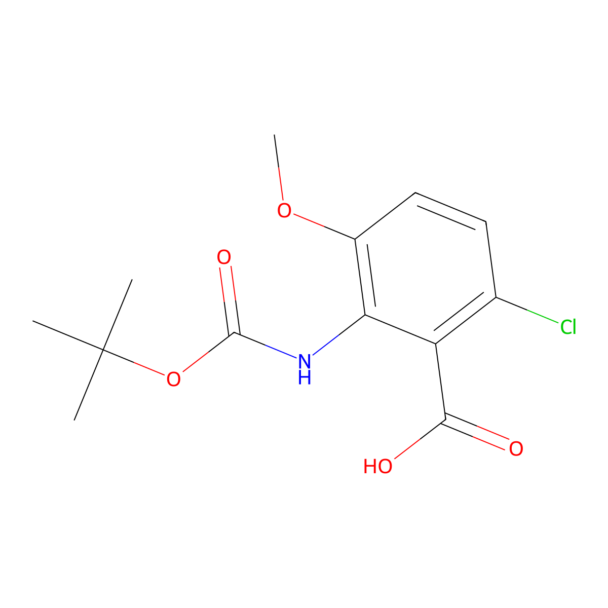 2-{[(Tert-butoxy)carbonyl]amino}-6-chloro-3-methoxybenzoic acid molecular structure, CAS 1260889-79-9