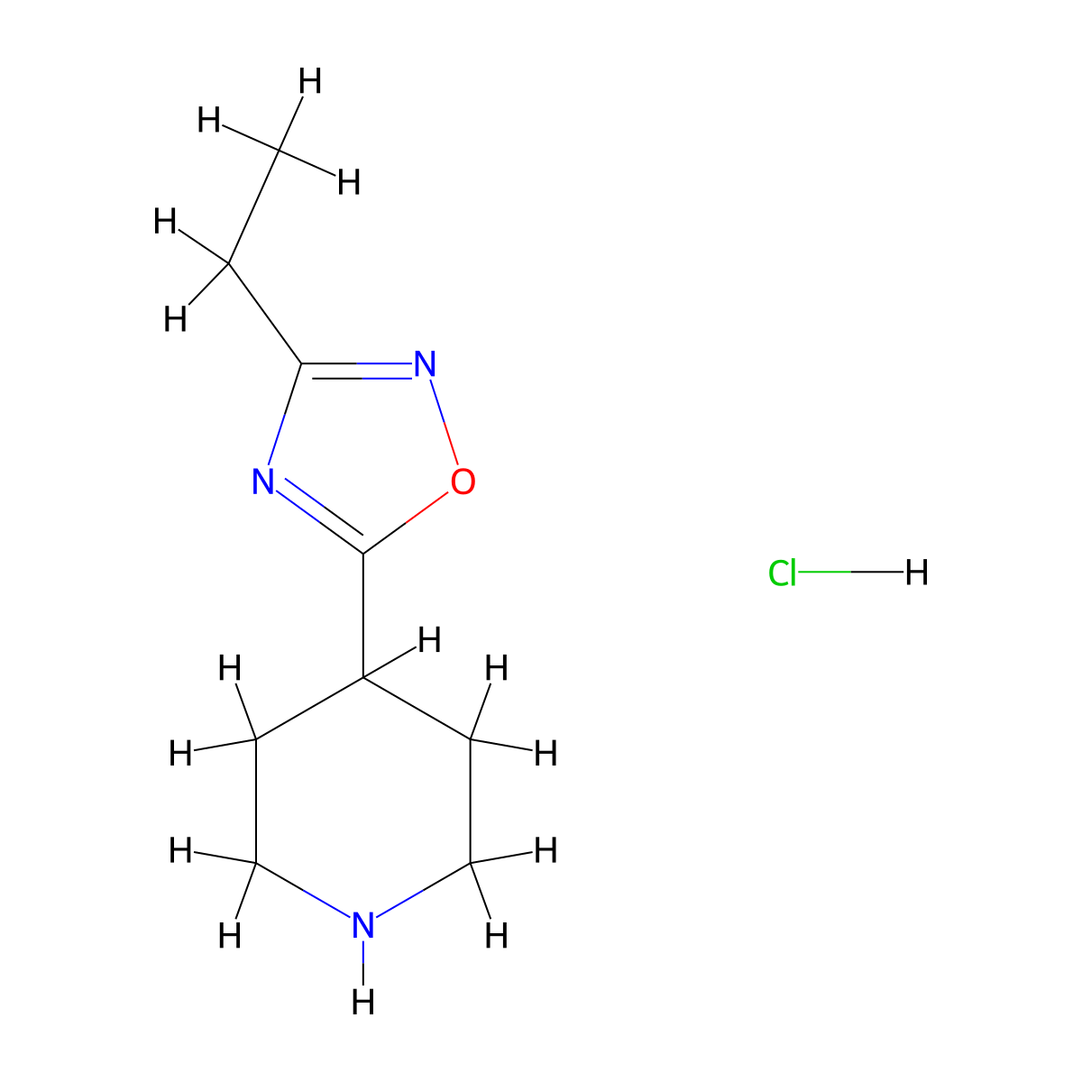 3-Ethyl-5-(piperidin-4-YL)-1,2,4-oxadiazole hydrochloride molecular structure, CAS 1260890-46-7