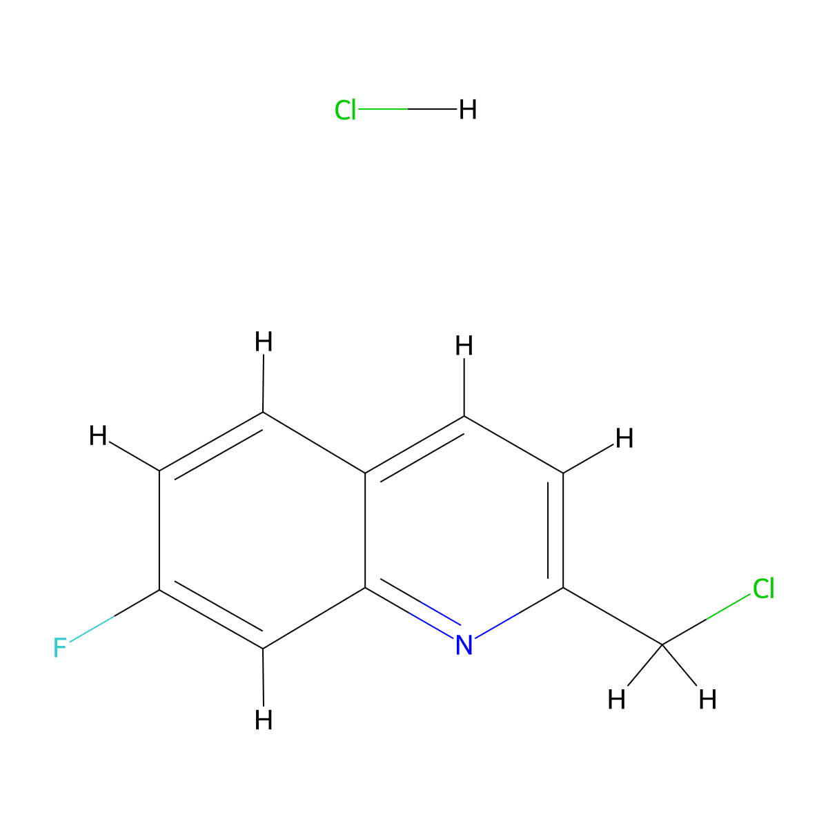 2-(Chloromethyl)-7-fluoroquinoline hydrochloride molecular structure, CAS 1260891-12-0