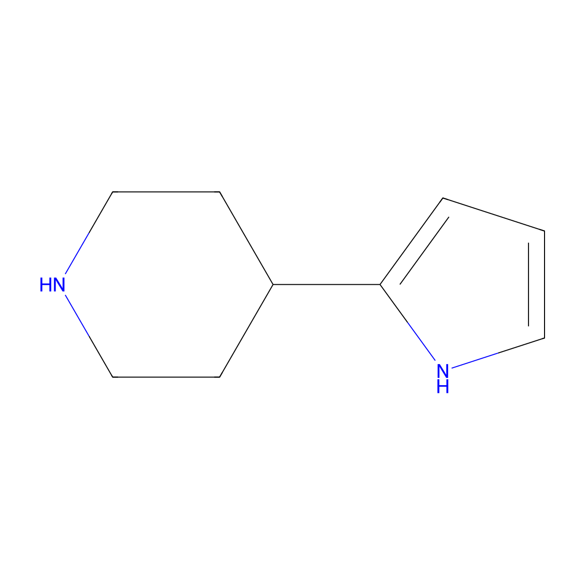 4-(1H-pyrrol-2-yl)piperidine molecular structure, CAS 1260891-55-1