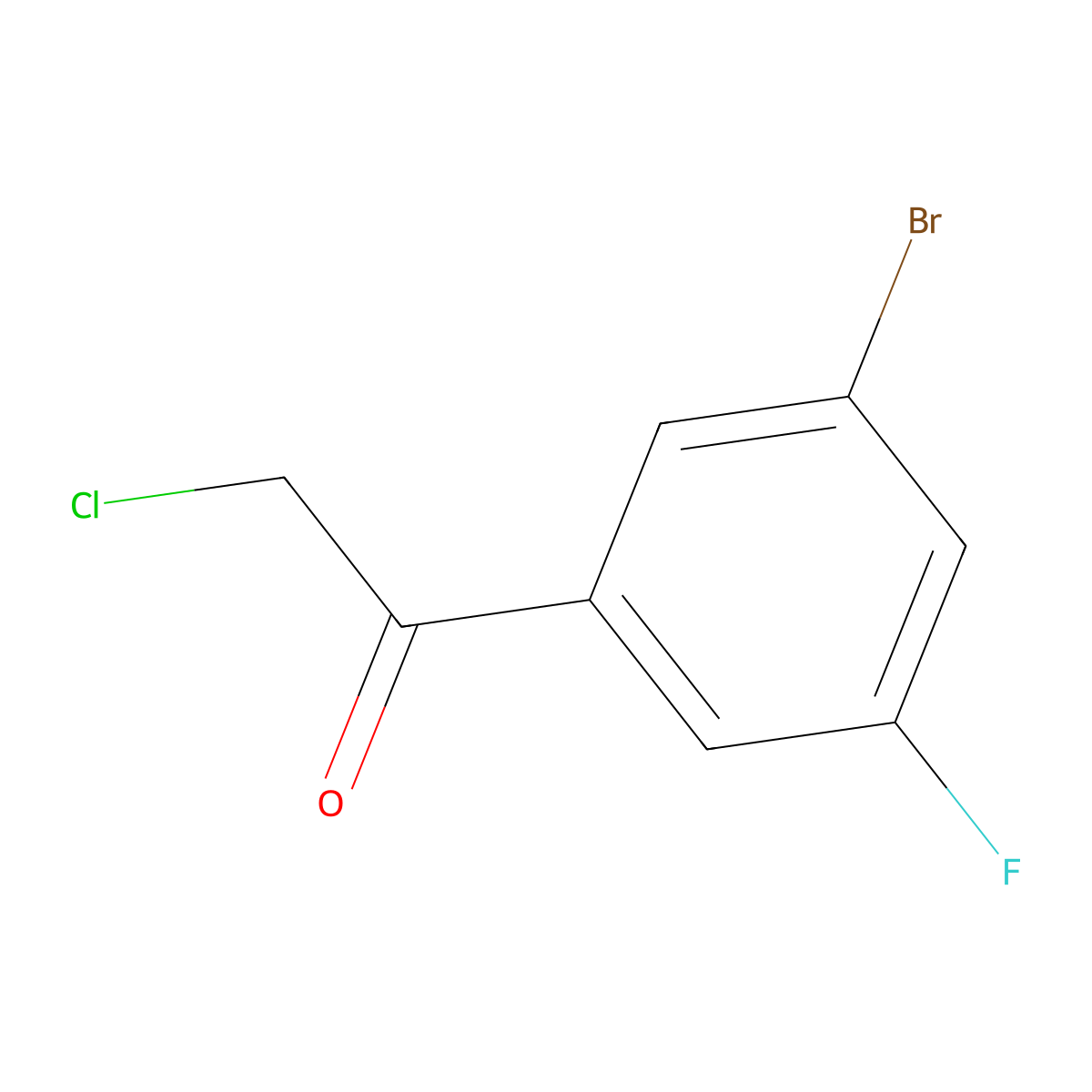 1-(3-Bromo-5-fluorophenyl)-2-chloroethan-1-one molecular structure, CAS 1260892-53-2