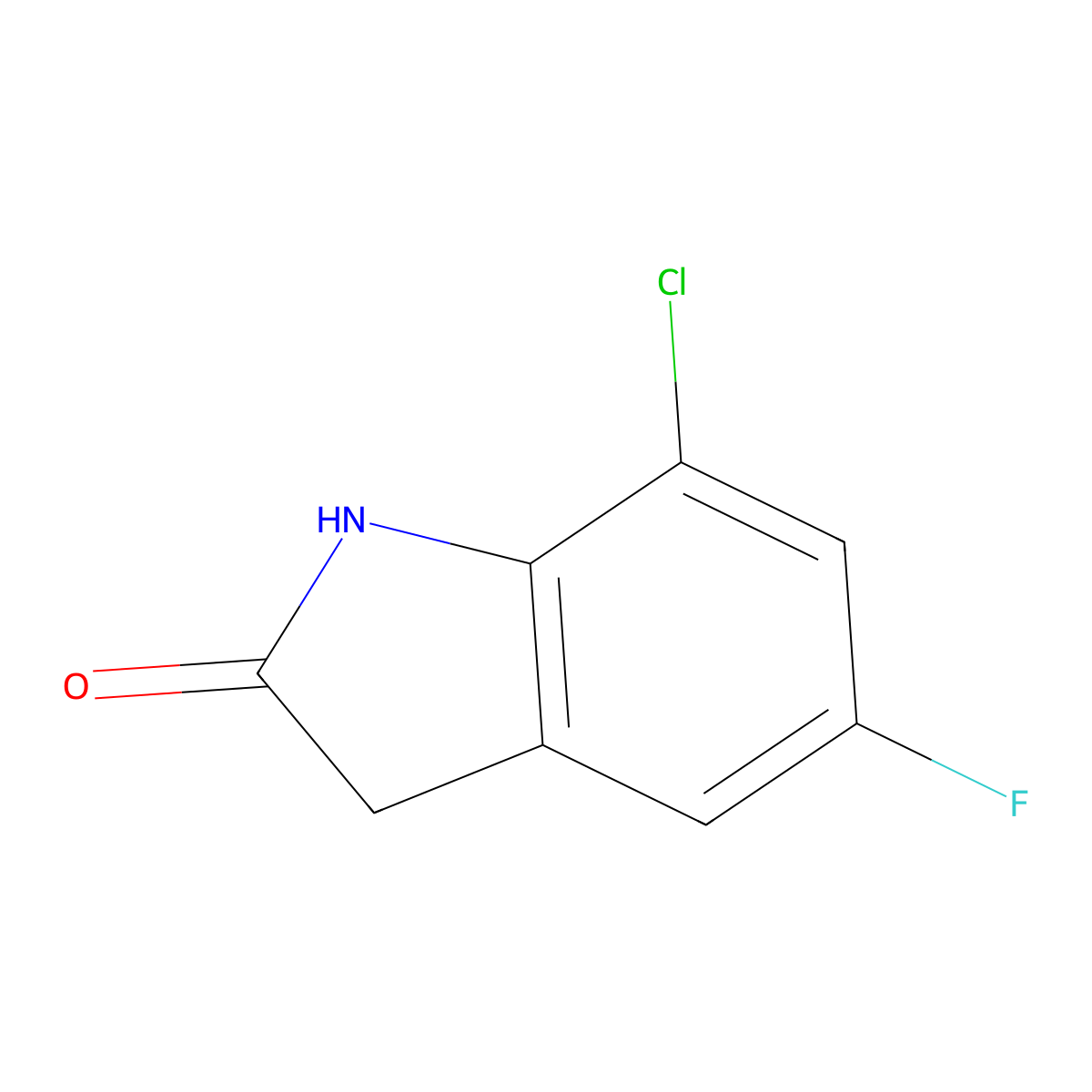 7-Chloro-5-fluoroindolin-2-one molecular structure, CAS 1260892-91-8