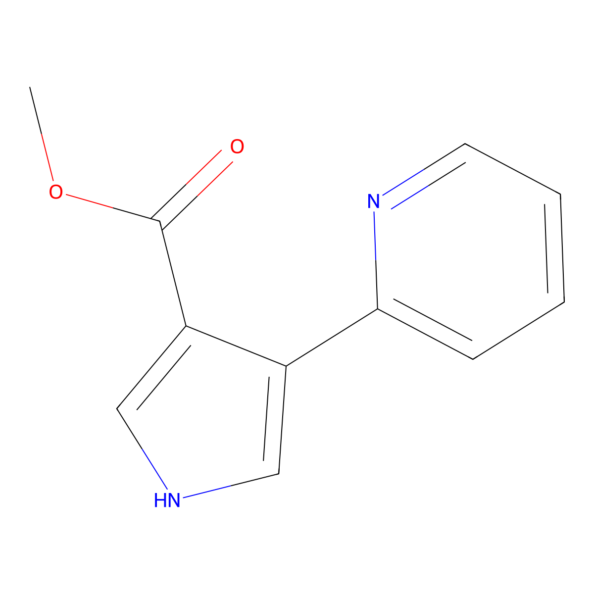 Methyl 4-(pyridin-2-yl)-1H-pyrrole-3-carboxylate molecular structure, CAS 1260892-95-2