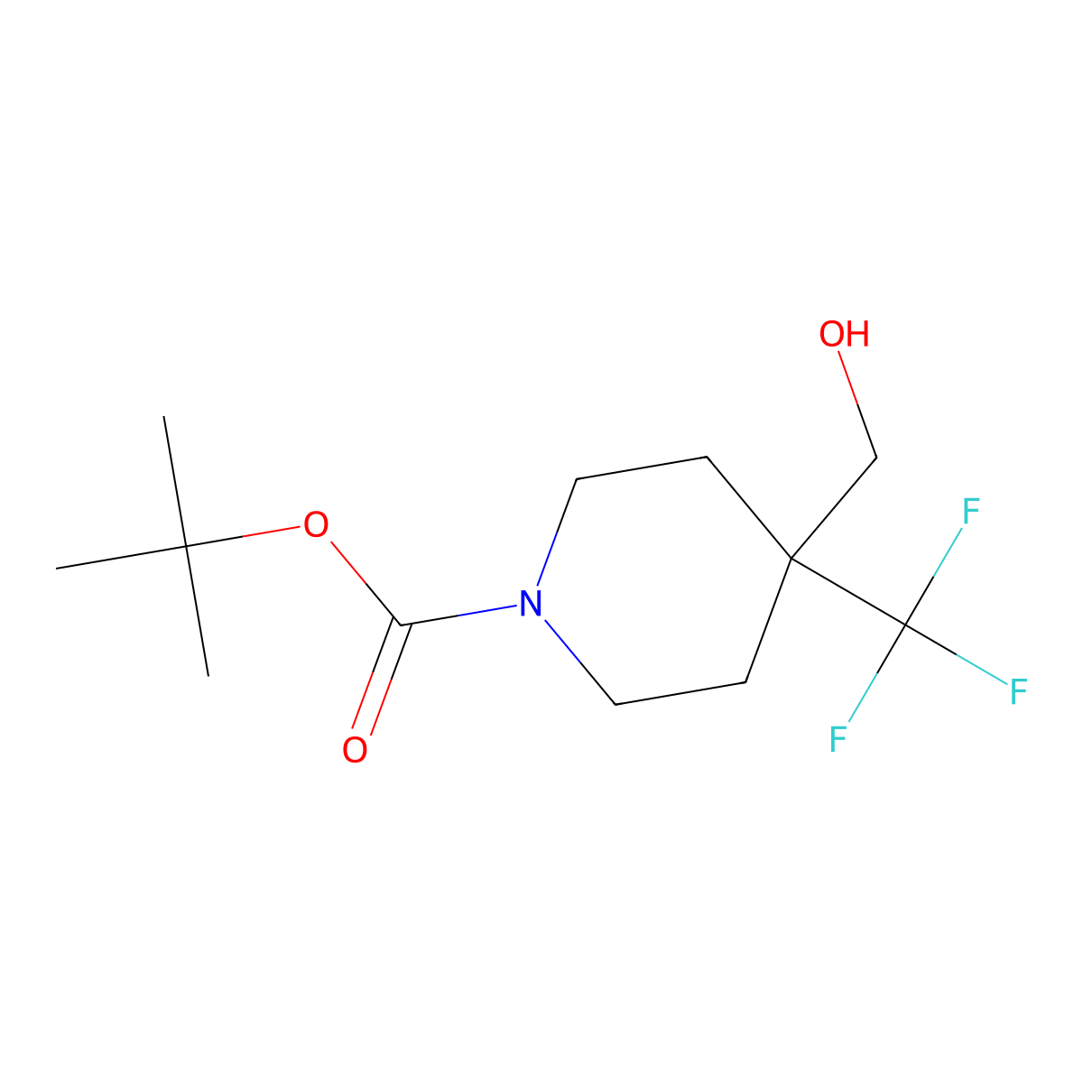 Tert-butyl 4-(hydroxymethyl)-4-(trifluoromethyl)piperidine-1-carboxylate molecular structure, CAS 1260893-18-2