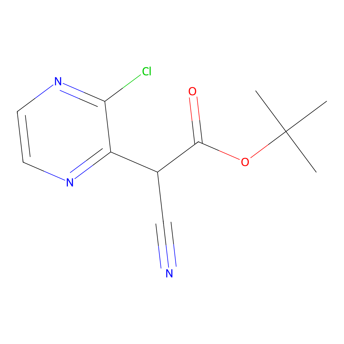 Tert-butyl 2-(3-chloropyrazin-2-yl)-2-cyanoacetate molecular structure, CAS 1260893-25-1