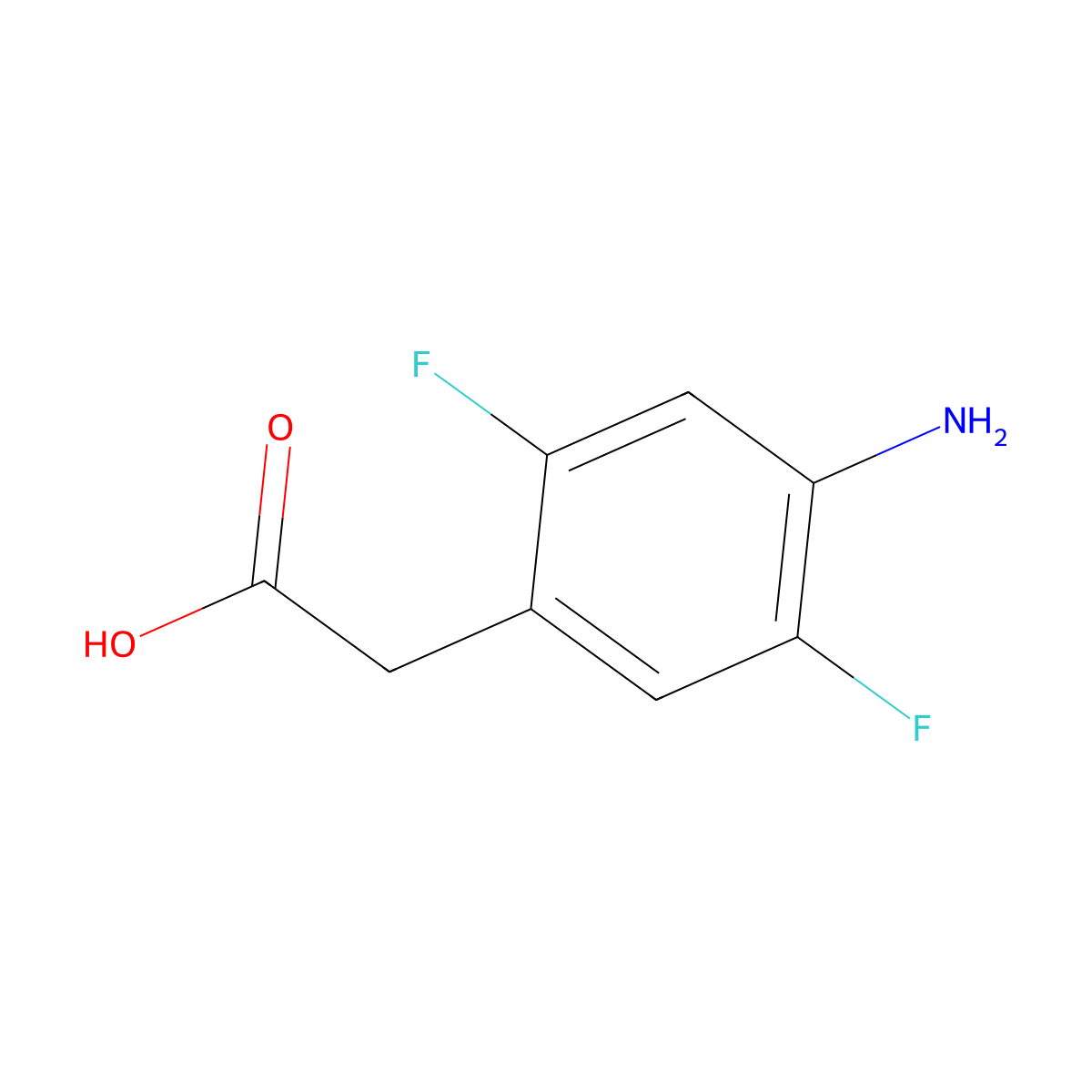 2-(4-Amino-2,5-difluorophenyl)acetic acid molecular structure, CAS 1260893-58-0