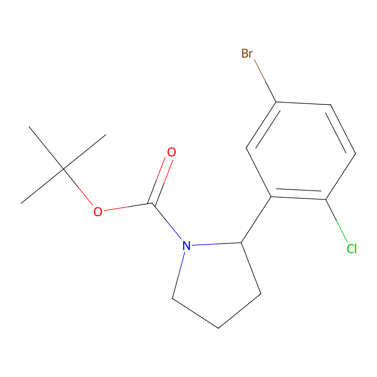 Tert-butyl 2-(5-bromo-2-chlorophenyl)pyrrolidine-1-carboxylate molecular structure, CAS 1260895-10-0
