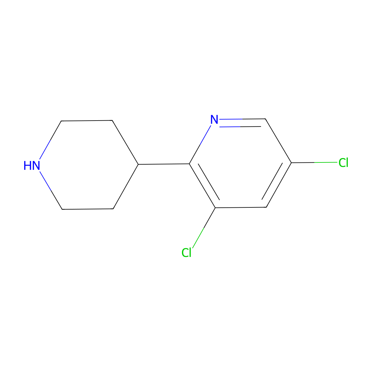 3,5-Dichloro-2-(piperidin-4-yl)pyridine molecular structure, CAS 1260895-53-1