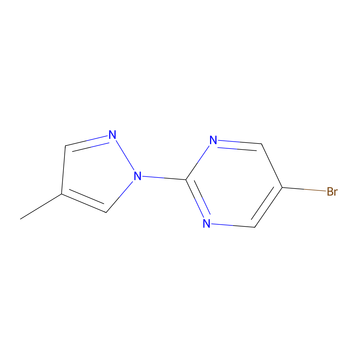 5-Bromo-2-(4-methyl-1H-pyrazol-1-yl)pyrimidine molecular structure, CAS 1260896-61-4