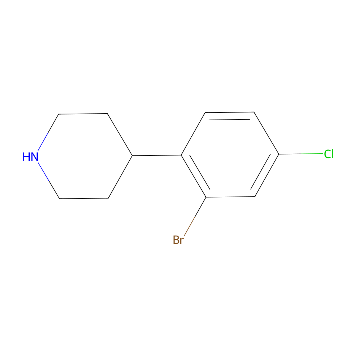 4-(2-Bromo-4-chlorophenyl)piperidine molecular structure, CAS 1260897-16-2