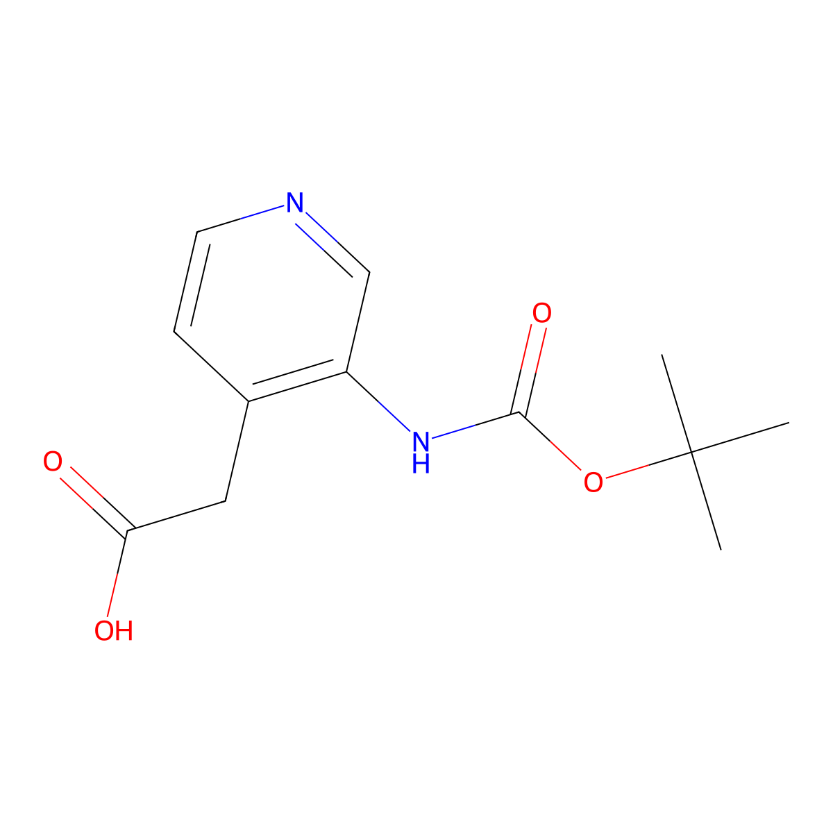 2-(3-((tert-Butoxycarbonyl)amino)pyridin-4-yl)acetic acid molecular structure, CAS 1260897-23-1