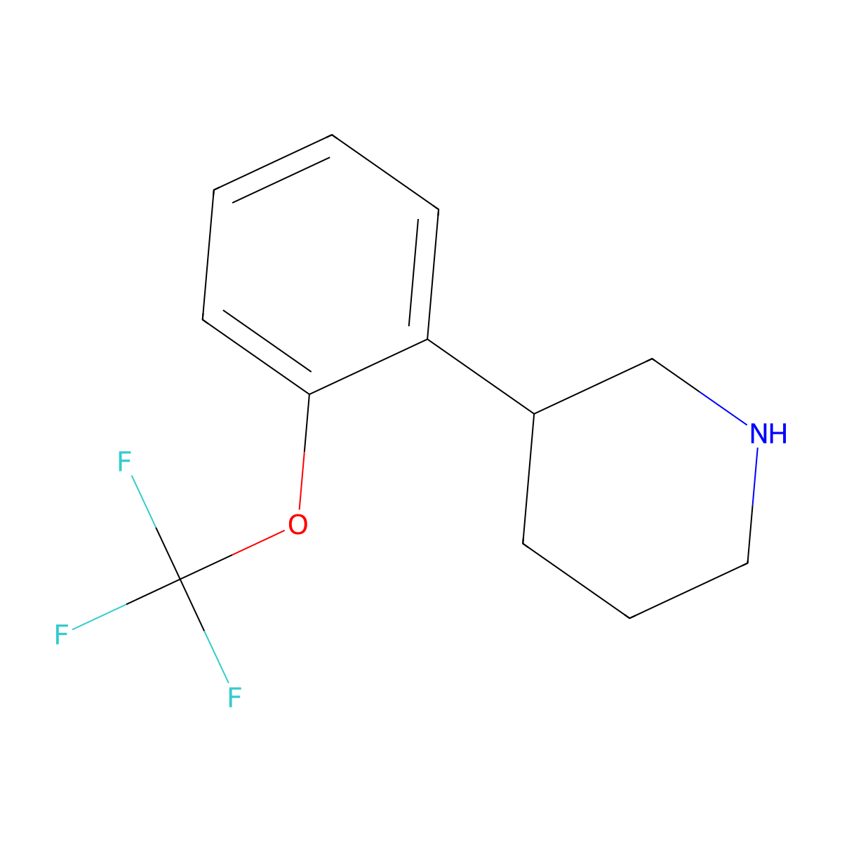 3-(2-(Trifluoromethoxy)phenyl)piperidine molecular structure, CAS 1260897-69-5