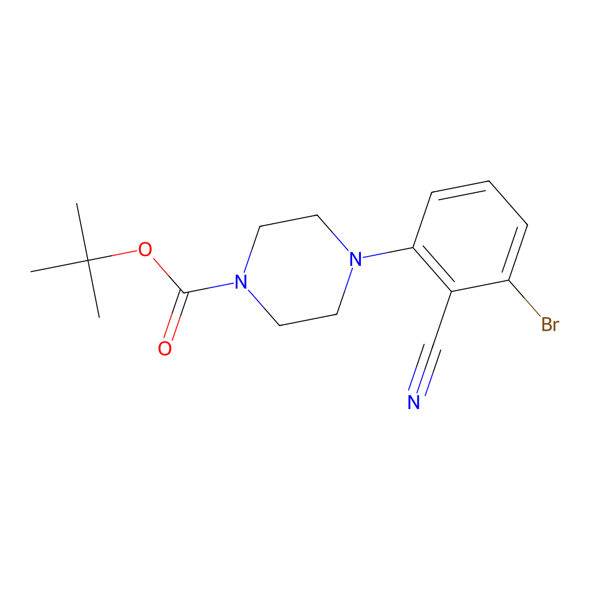 T-Butyl 4-(3-bromo-2-cyanophenyl)piperazine-1-carboxylate molecular structure, CAS 1260898-57-4