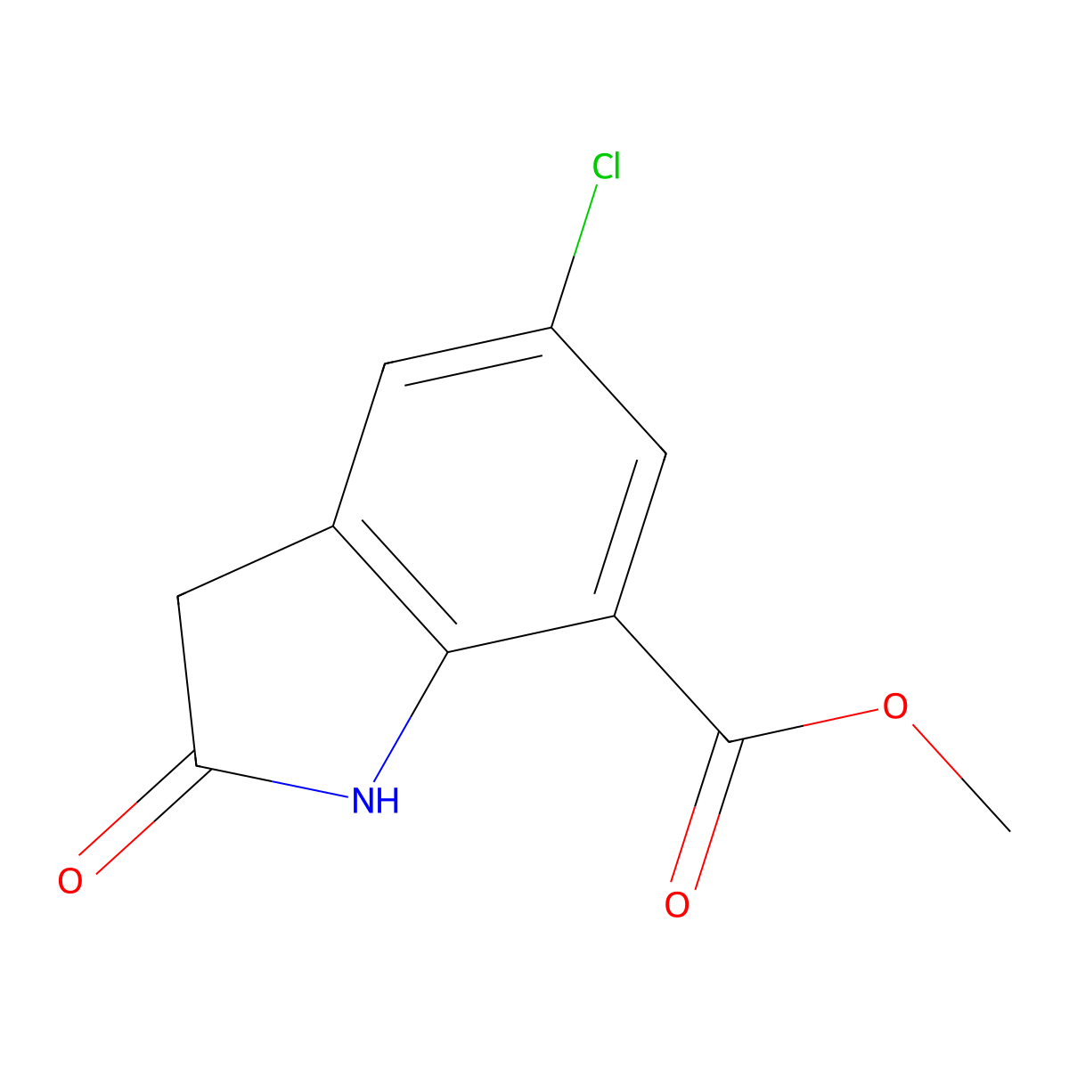 Methyl 5-chloro-2-oxoindoline-7-carboxylate molecular structure, CAS 1260899-01-1