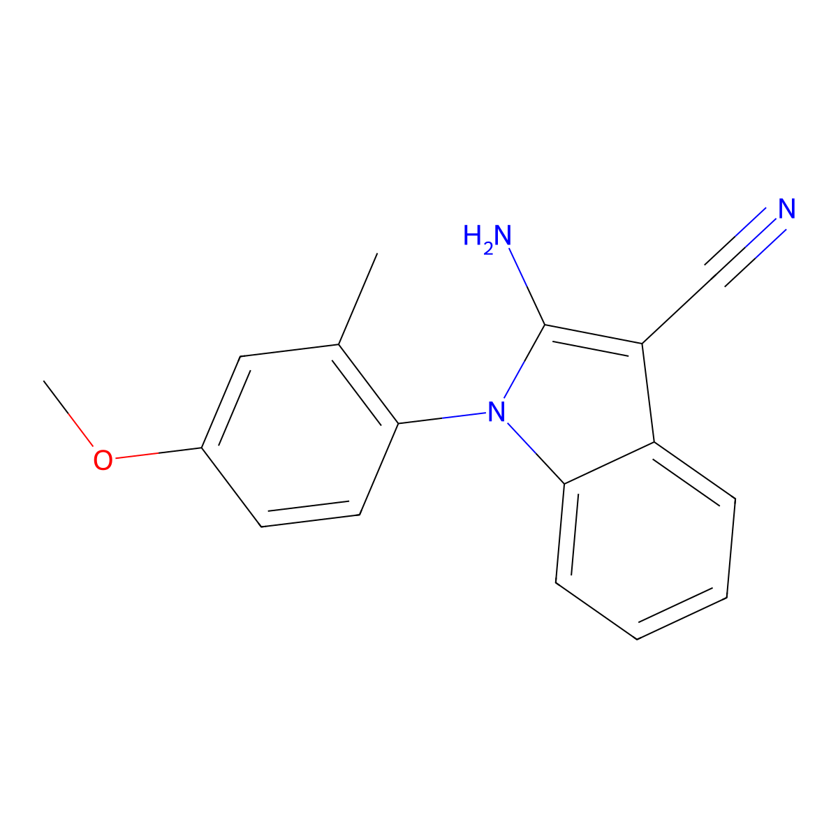 2-Amino-1-(4-methoxy-2-methylphenyl)-1H-indole-3-carbonitrile molecular structure, CAS 1260899-55-5