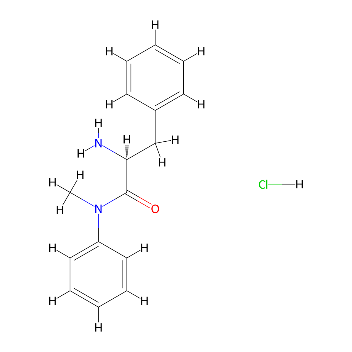 (2S)-2-amino-N-methyl-N,3-diphenylpropanamide hydrochloride molecular structure, CAS 126090-43-5