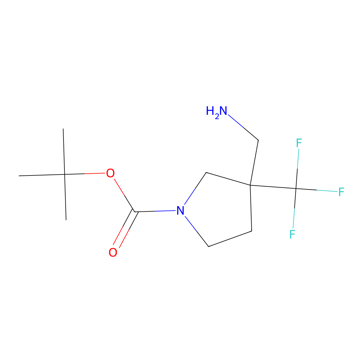 3-Aminomethyl-3-trifluoromethyl-pyrrolidine-1-carboxylic acid tert-butyl ester molecular structure, CAS 1260901-24-3